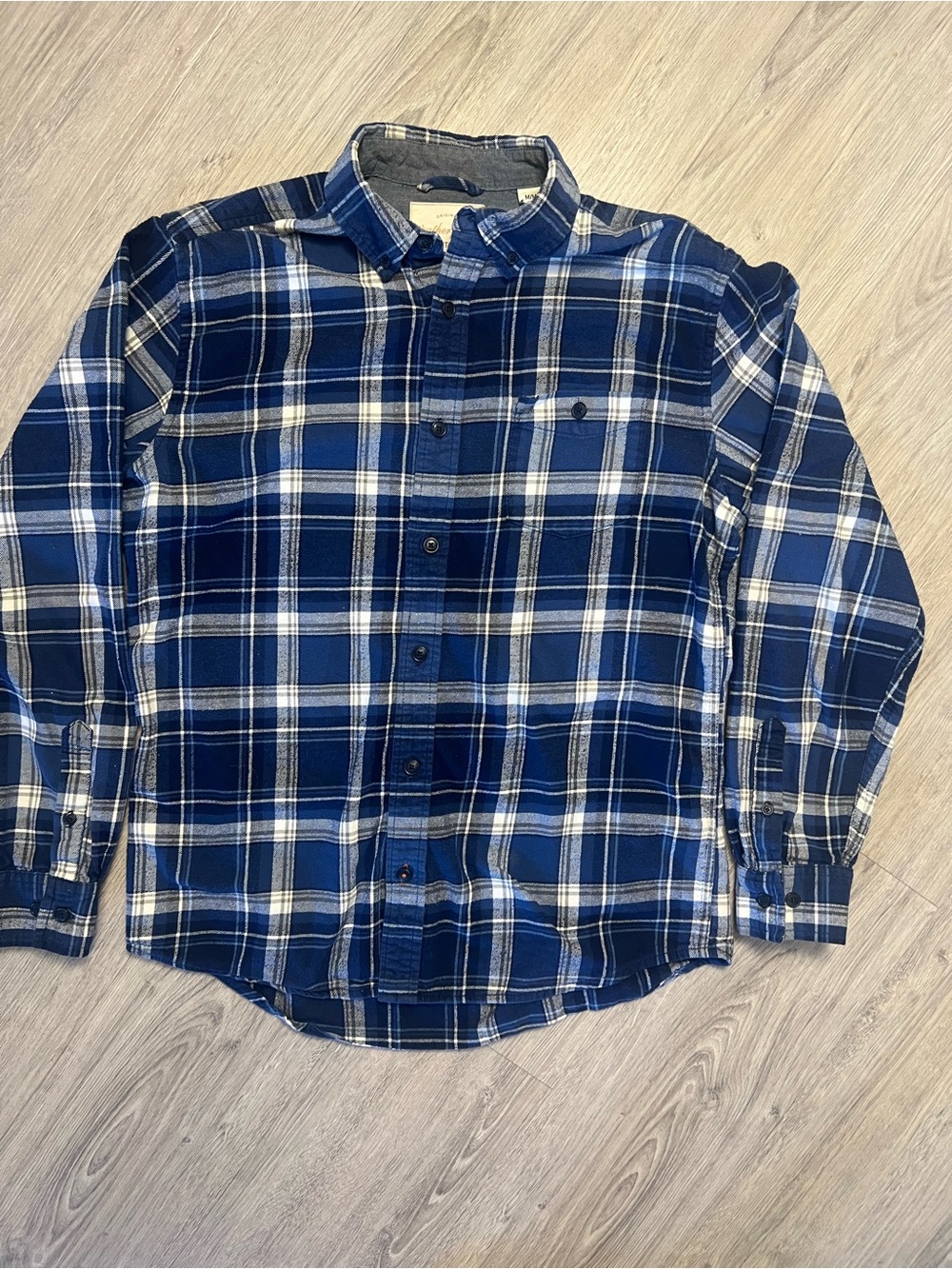 Weatherproof Men's Navy and White Plaid Button-Down Shirt